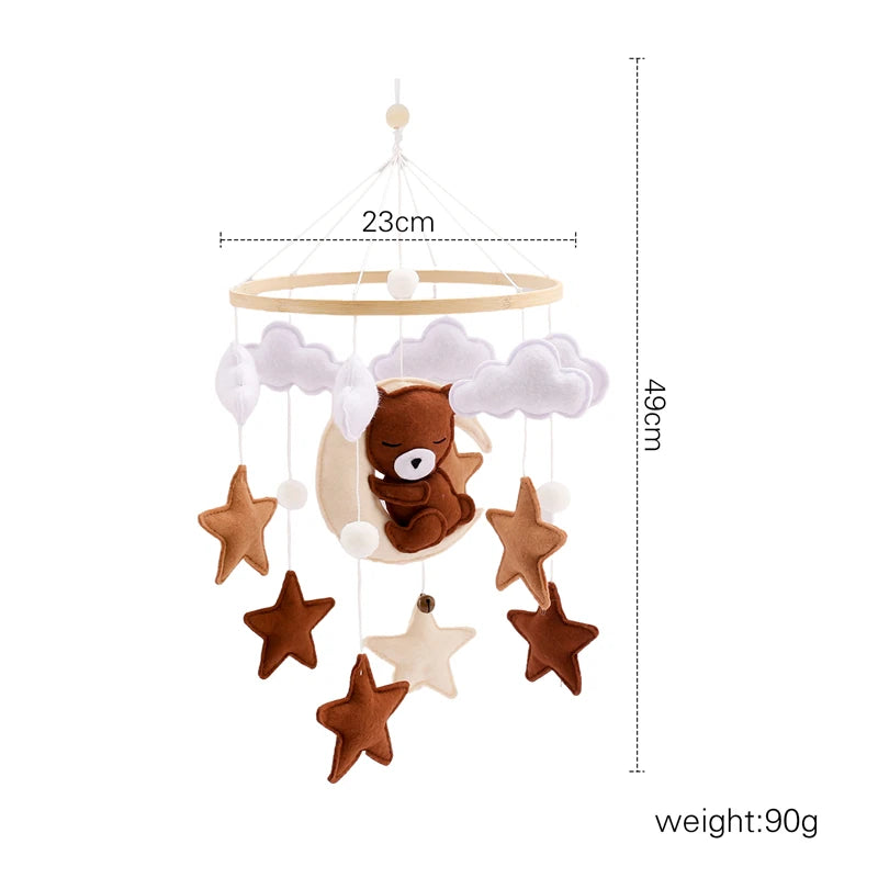 Baby Crib Mobile Bed Bell Soft Felt Hot Air Balloon Wind Chime Pendant Bed Bell Wooden Newborn Comfort Bed Bell Toys Baby Gift