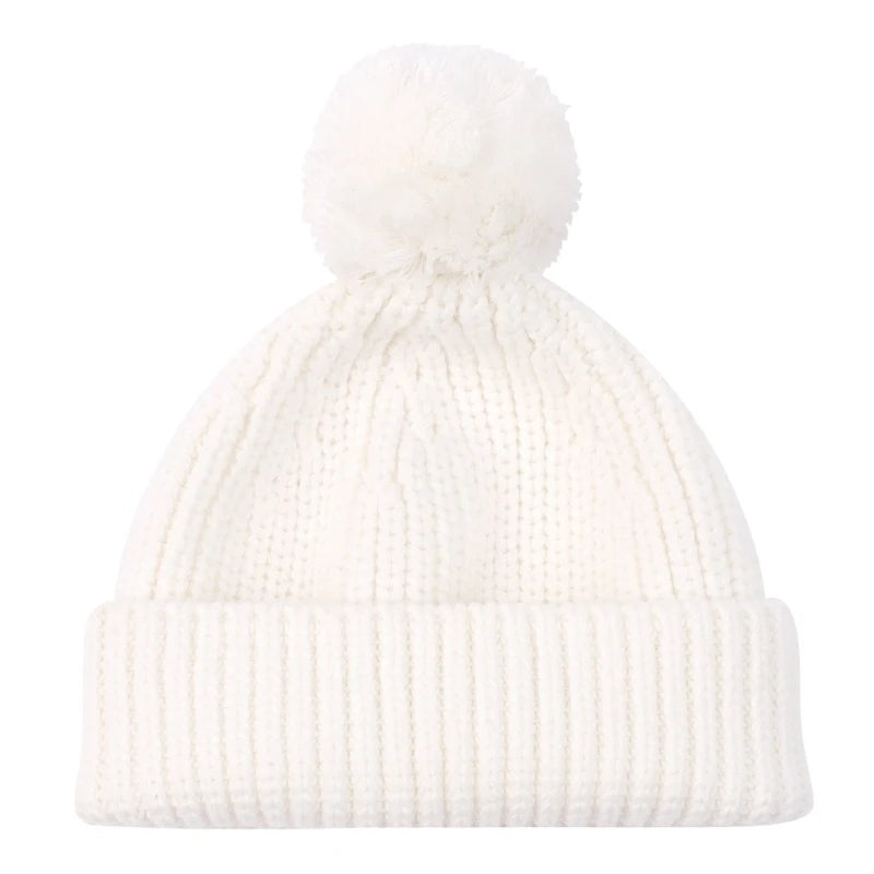 Knitted Winter Warm Hat Baby Hat Cotton Elastic Crochet Hat with Pompoms Bonnet Caps for Newborn Toddler 0-6 Month