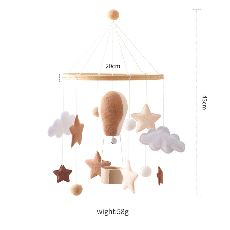 Baby Crib Mobile Bed Bell Soft Felt Hot Air Balloon Wind Chime Pendant Bed Bell Wooden Newborn Comfort Bed Bell Toys Baby Gift