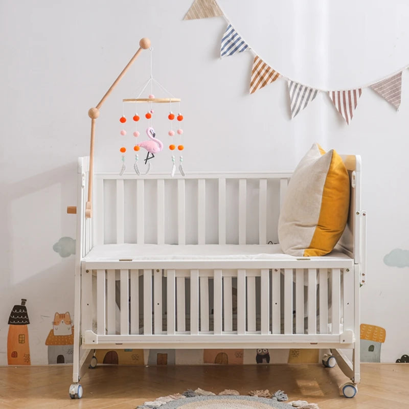 Crib Mobile Holder Rattles Toys Wooden Moon Stars Astronaut Bed Bell Toys Newborn Comfort Crib Bracket Bed Bell Toys Baby Gifts