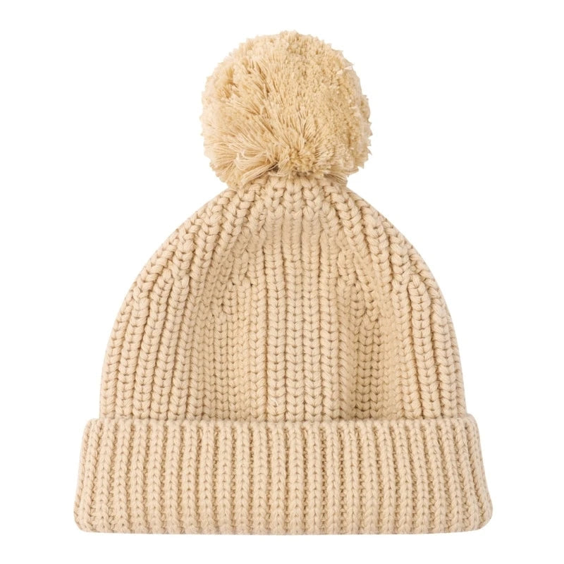 Knitted Winter Warm Hat Baby Hat Cotton Elastic Crochet Hat with Pompoms Bonnet Caps for Newborn Toddler 0-6 Month
