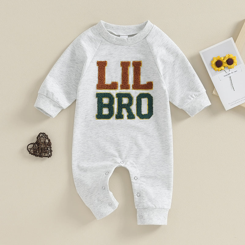 Baby Boy Rompers Long Sleeve Round Neck Letter Embroidery Jumpsuits Newborn Fall Clothes