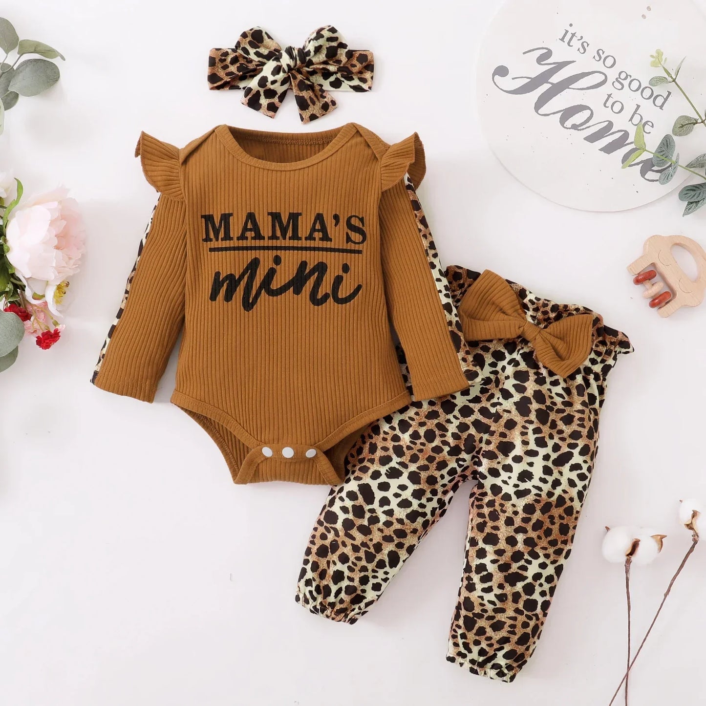 Newborn Baby Girls Clothes Set Pink Toddler Ruffle Tops Heart Print Bow Trousers Princess Casual Infant Outfits Clothes Suit