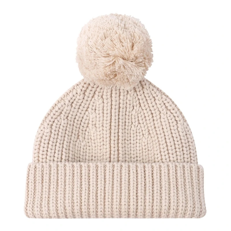 Knitted Winter Warm Hat Baby Hat Cotton Elastic Crochet Hat with Pompoms Bonnet Caps for Newborn Toddler 0-6 Month