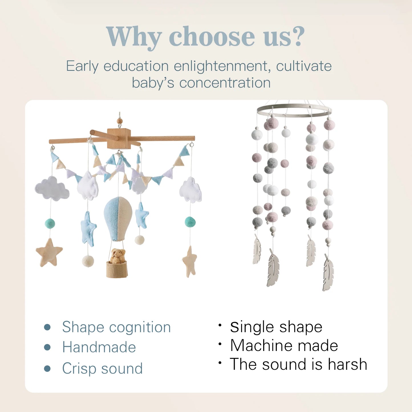 Baby Crib Mobile Bed Bell Soft Felt Hot Air Balloon Wind Chime Pendant Bed Bell Wooden Newborn Comfort Bed Bell Toys Baby Gift