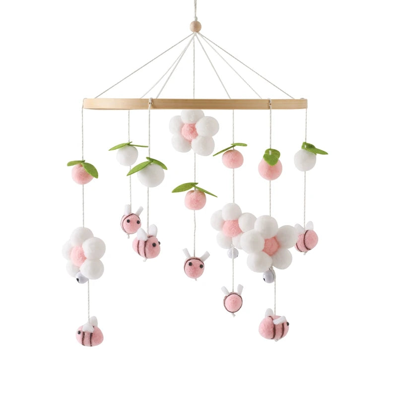 Crib Mobile Holder Rattles Toys Wooden Moon Stars Astronaut Bed Bell Toys Newborn Comfort Crib Bracket Bed Bell Toys Baby Gifts