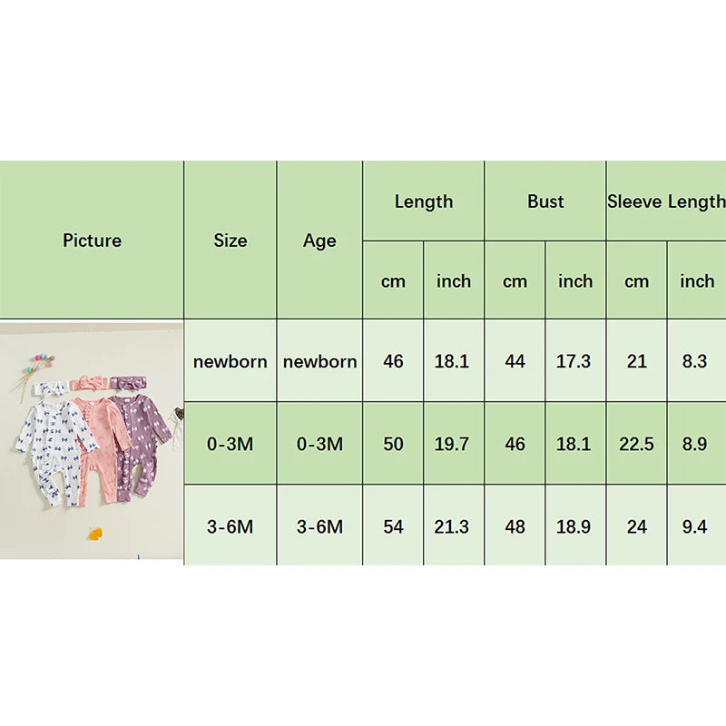 FOCUSNORM Newborn Baby Girls Boys Fall Footies Romper Sets Ruffle Long Sleeve Bow/Flowers Print Jumpsuit with Headband