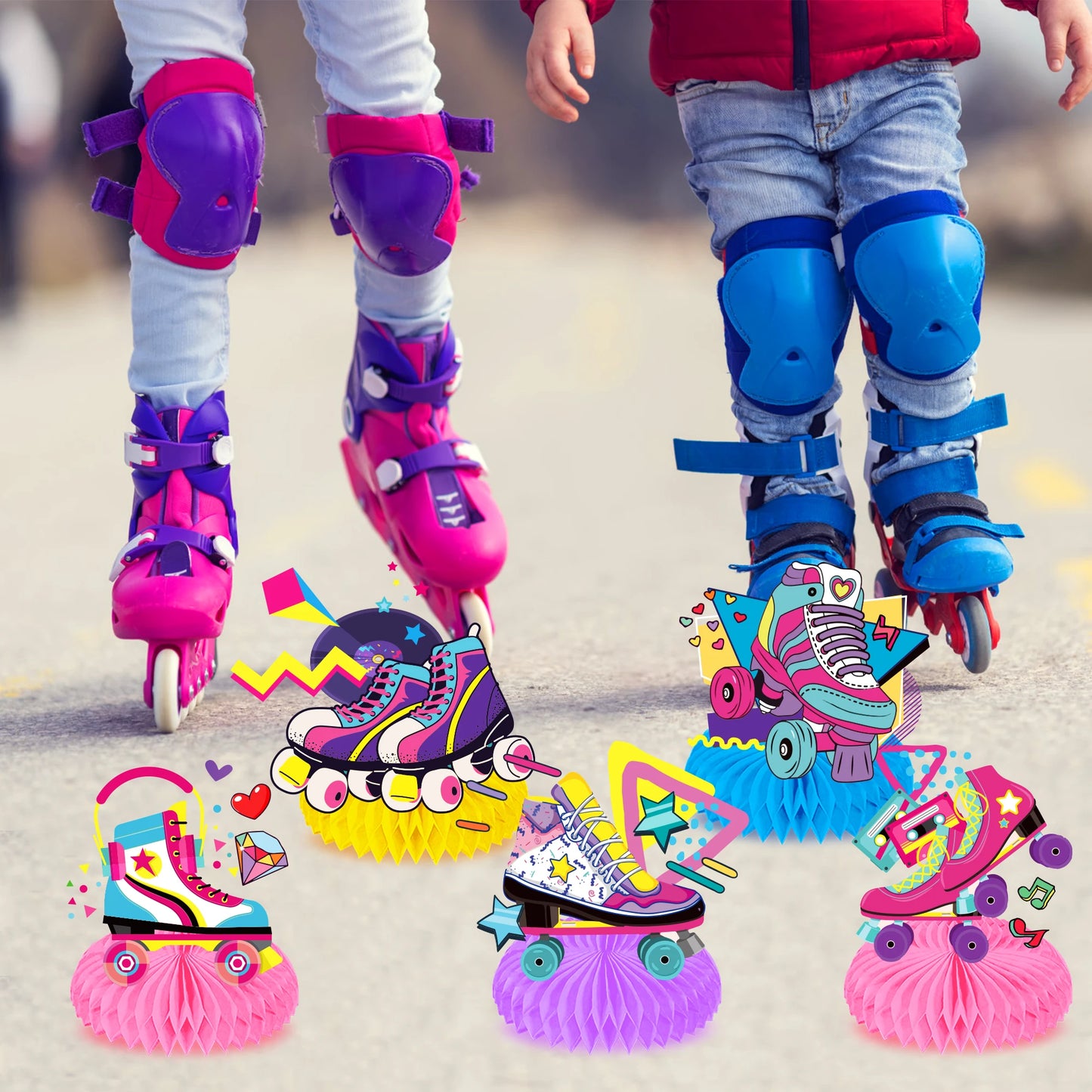 Cartoon Roller Skating Party Disposable Tableware Set Kids Ice Skates Sports Game Birthday Camping Tablecloth Baby Shower Decor