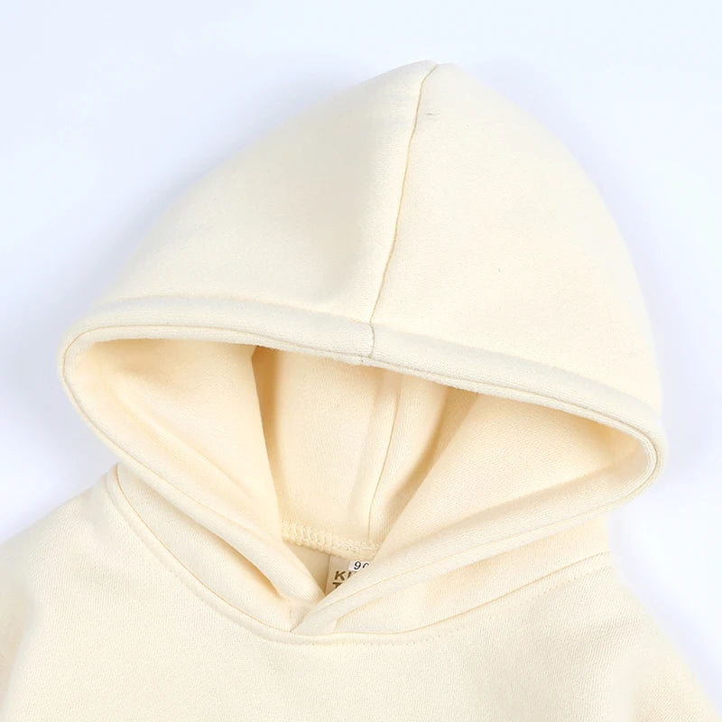 2025 Winter Kids Boys Girls Clothes Children Hoodies Soild Cotton Thicken Fleece Sweatshirts Toddler Sport Pullover Top