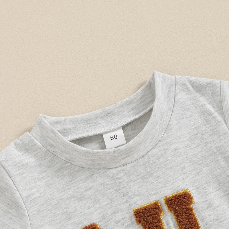 Baby Boys Summer Romper Infant Short Sleeve Crew Neck Letter Embroidery Casual Jumpsuit