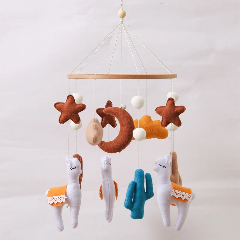 Crib Mobile Holder Rattles Toys Wooden Moon Stars Astronaut Bed Bell Toys Newborn Comfort Crib Bracket Bed Bell Toys Baby Gifts