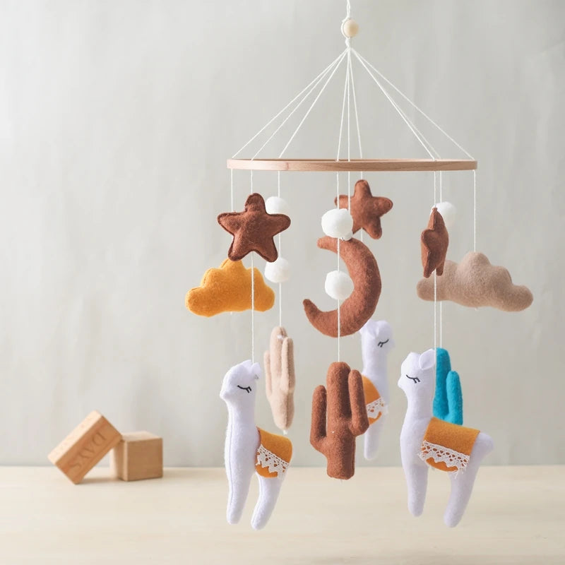 Crib Mobile Holder Rattles Toys Wooden Moon Stars Astronaut Bed Bell Toys Newborn Comfort Crib Bracket Bed Bell Toys Baby Gifts
