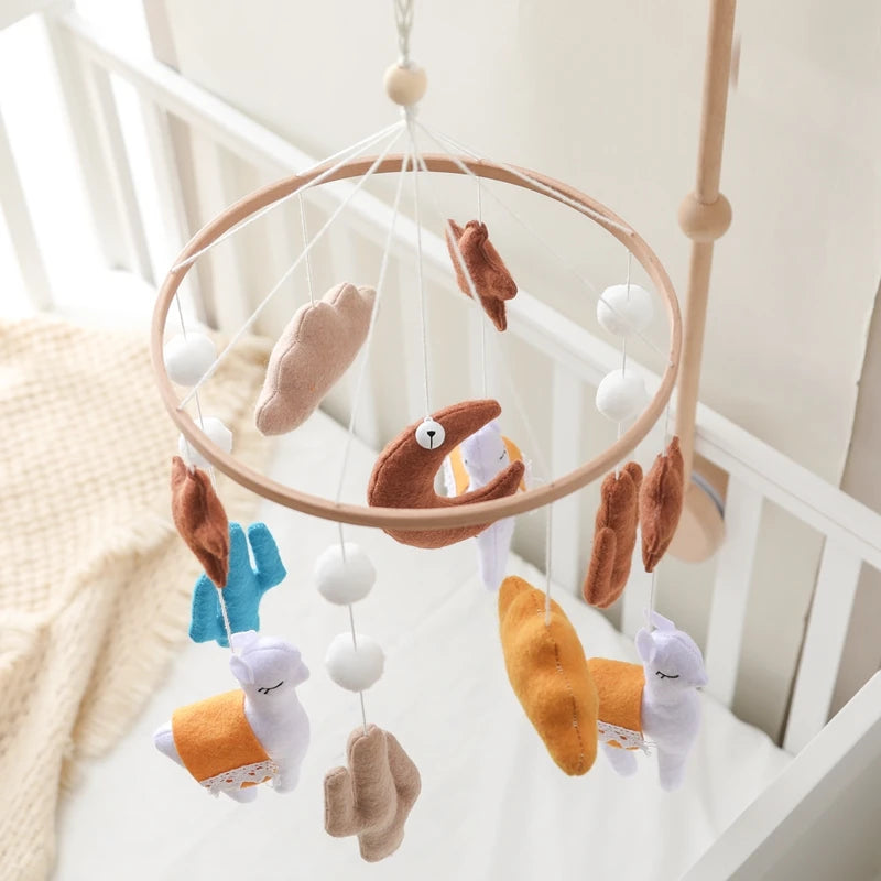 Crib Mobile Holder Rattles Toys Wooden Moon Stars Astronaut Bed Bell Toys Newborn Comfort Crib Bracket Bed Bell Toys Baby Gifts