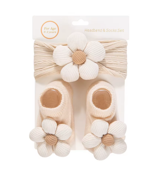 3pcs Cream Pink Latte Flower Headbands