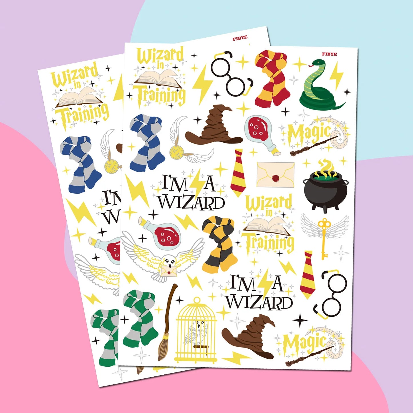 New Wizard Theme DIY Stickers Gold Foil Magic College Sparkling Owl Wizard Hat Wand Magic Wizard Birthday Party Decors Kid Gifts