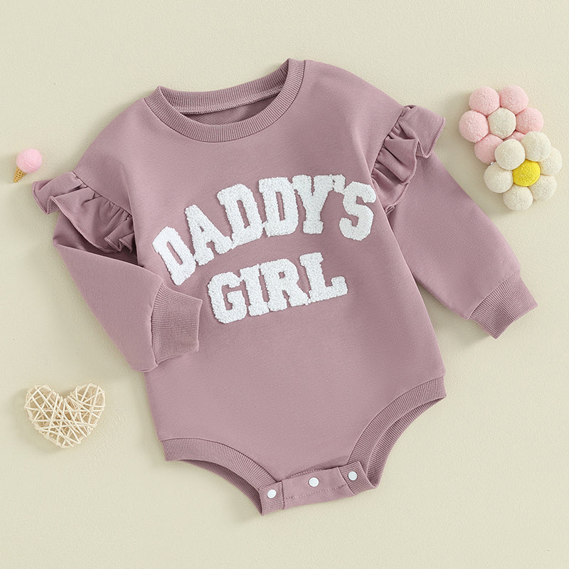 Lioraitiin 0-18M Daddys Girls Newborn Baby Clothes Ruffle Long Sleeve Sweatshirt Bodysuit Infant Baby Girl Outfits