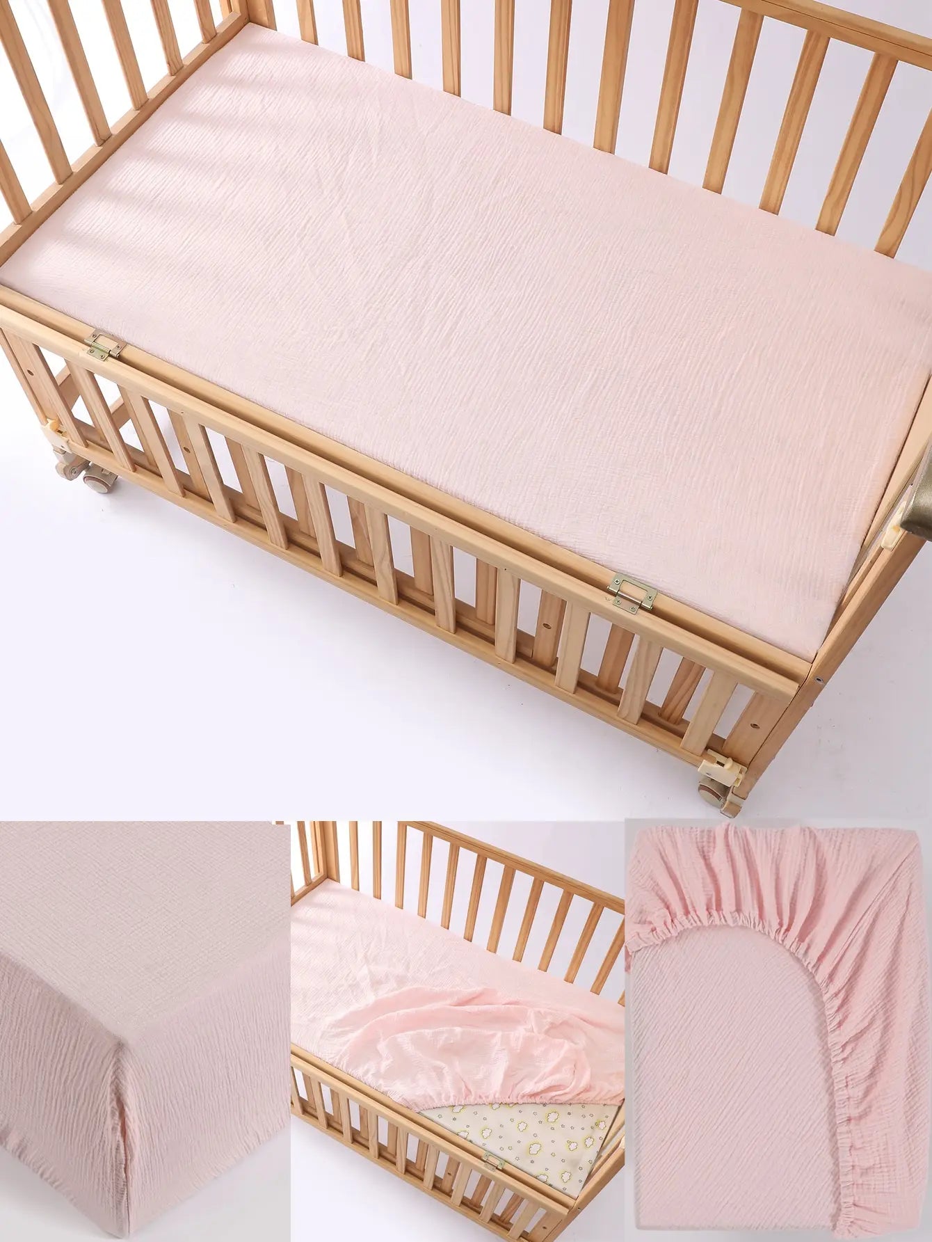 Soft And Breathable Muslin Fitted Crib Sheets 100% Cotton White Baby Crib Sheets