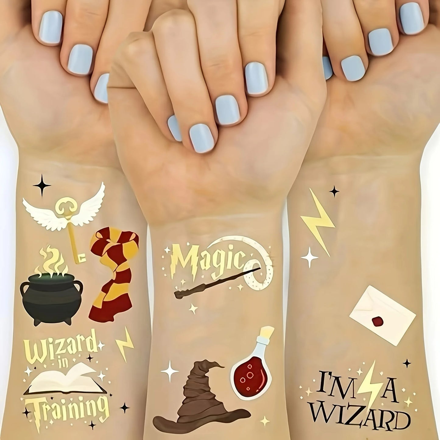 New Wizard Theme DIY Stickers Gold Foil Magic College Sparkling Owl Wizard Hat Wand Magic Wizard Birthday Party Decors Kid Gifts