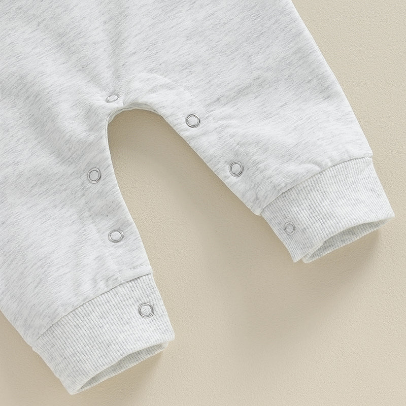 Baby Boy Rompers Long Sleeve Round Neck Letter Embroidery Jumpsuits Newborn Fall Clothes