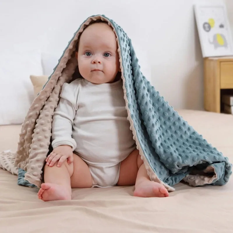 Baby Fleece Blanket Newborn Thermal Soft Blanket Solid Bedding Set Quilt & Swaddling Candy Color Sleeping Bed Supplies