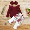 Newborn Baby Girls Clothes Set Pink Toddler Ruffle Tops Heart Print Bow Trousers Princess Casual Infant Outfits Clothes Suit