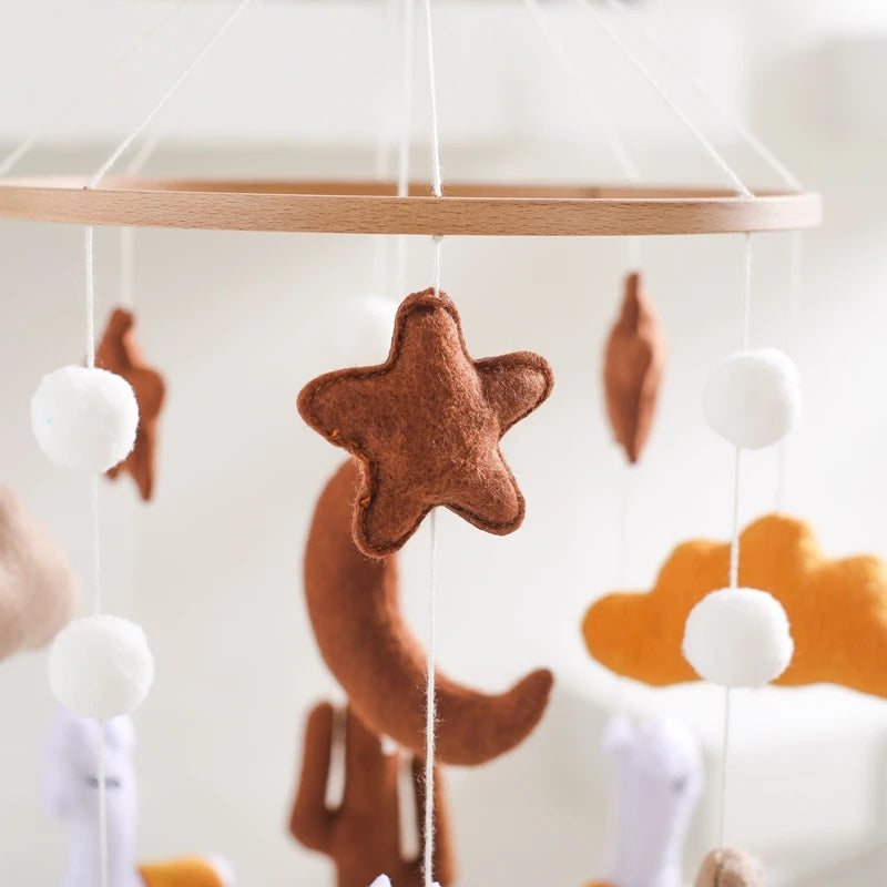 Crib Mobile Holder Rattles Toys Wooden Moon Stars Astronaut Bed Bell Toys Newborn Comfort Crib Bracket Bed Bell Toys Baby Gifts