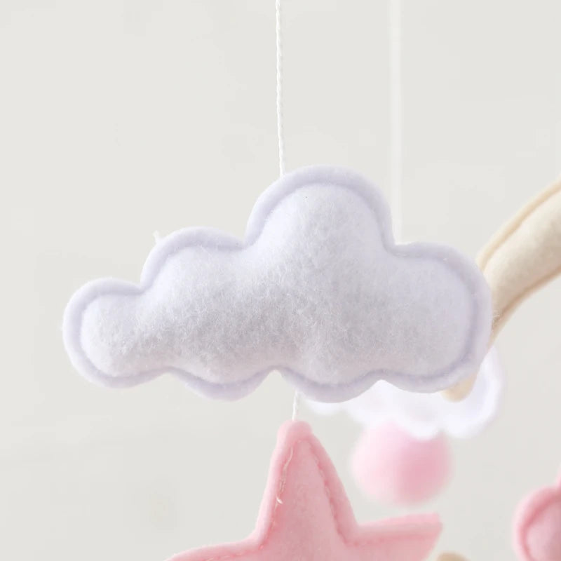 Crib Mobile Holder Rattles Toys Wooden Moon Stars Astronaut Bed Bell Toys Newborn Comfort Crib Bracket Bed Bell Toys Baby Gifts