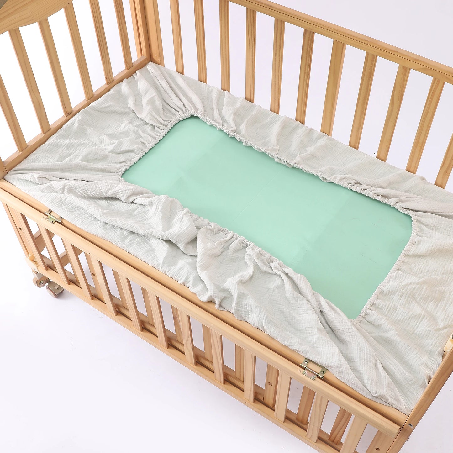 Soft And Breathable Muslin Fitted Crib Sheets 100% Cotton White Baby Crib Sheets