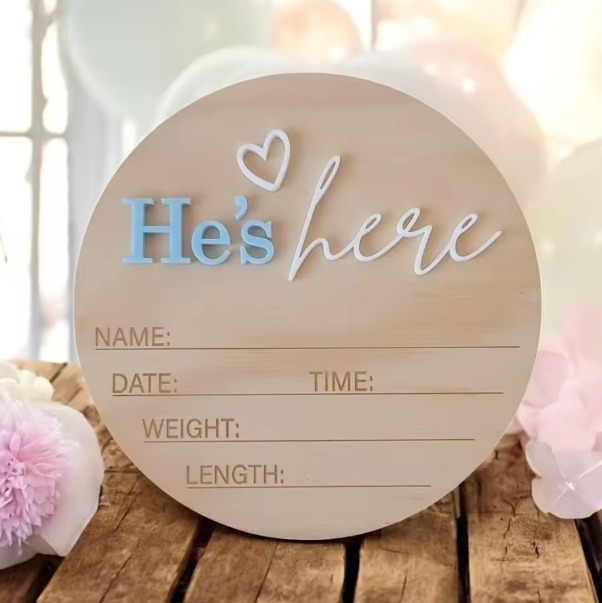Wooden Birth announcement