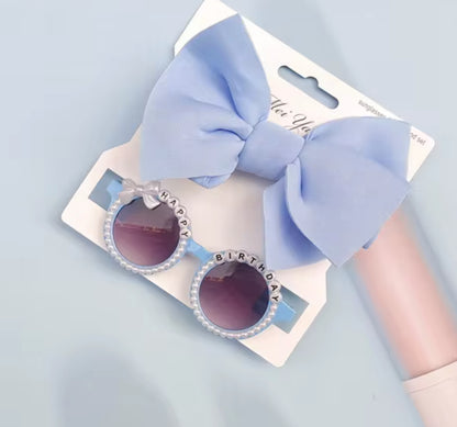 2Pcs/Set Round Sunglasses With Elastic Nylon Baby Headband birthday Sun Glasses Kids Donut Headwear