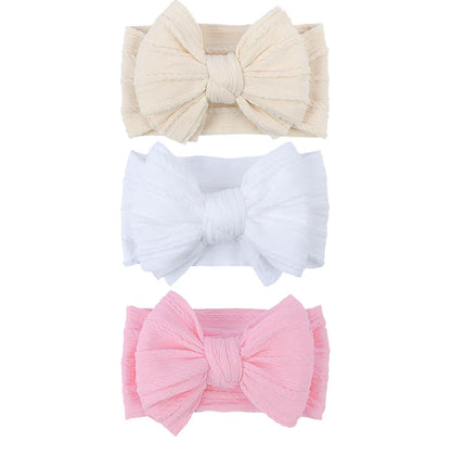 Handmade Hair Accessories Baby Headbands Nylon Hairbands with Double Big B