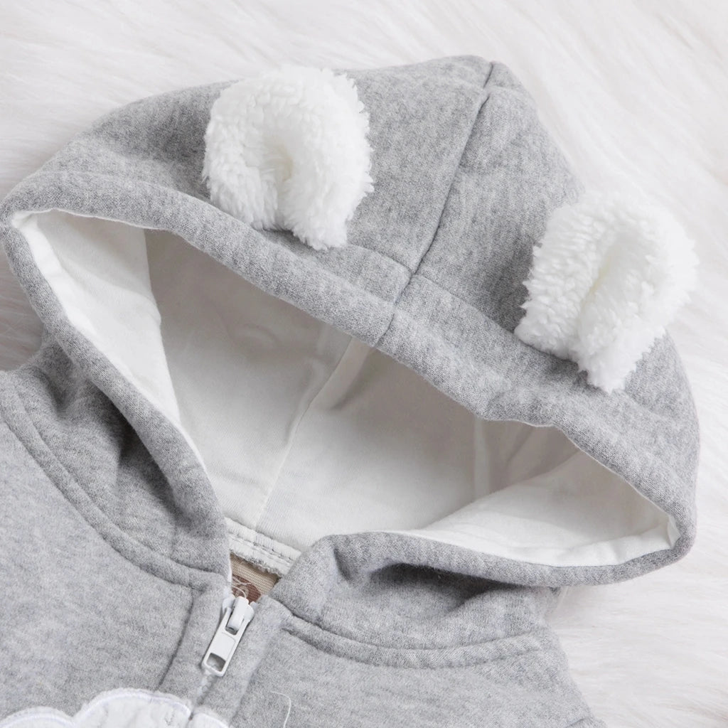 Winter Baby Adorable Cloud Hooded Baby Rompers for Baby Boys and Baby Girls Warm Unisex Baby Bodysuit Clothes