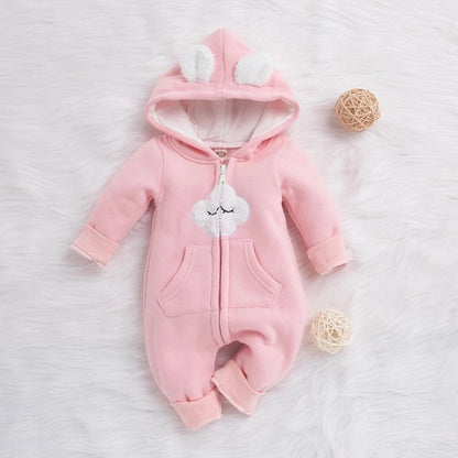 Winter Baby Adorable Cloud Hooded Baby Rompers for Baby Boys and Baby Girls Warm Unisex Baby Bodysuit Clothes