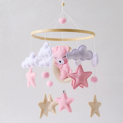 Crib Mobile Holder Rattles Toys Wooden Moon Stars Astronaut Bed Bell Toys Newborn Comfort Crib Bracket Bed Bell Toys Baby Gifts