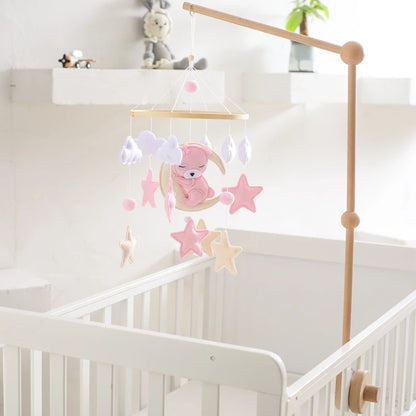 Crib Mobile Holder Rattles Toys Wooden Moon Stars Astronaut Bed Bell Toys Newborn Comfort Crib Bracket Bed Bell Toys Baby Gifts