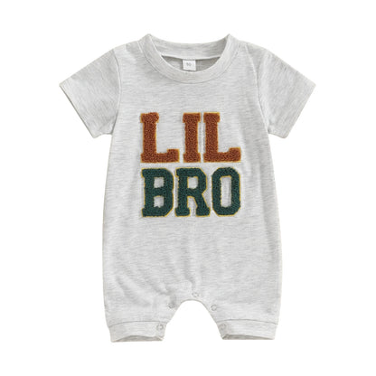 Baby Boys Summer Romper Infant Short Sleeve Crew Neck Letter Embroidery Casual Jumpsuit