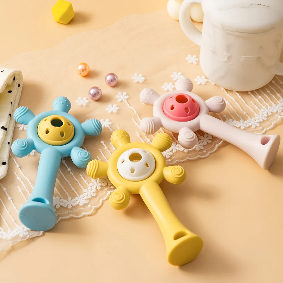 1PC Silicone Baby Teether Toys Cute Cartoon Baby Toys Sky Wheel Shape Rattle Toys For Kids Soft Teether Baby Accessories