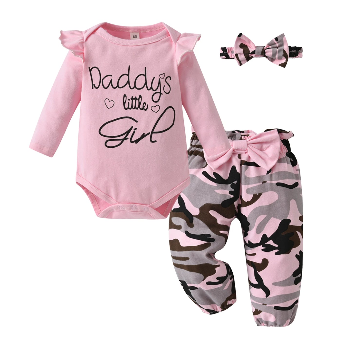 3pcs Newborn Baby Girl Casual Clothes Set Ruffles Knitted Long Sleeve Bodysuit + infant Pants + Headband Solid Color Outfits