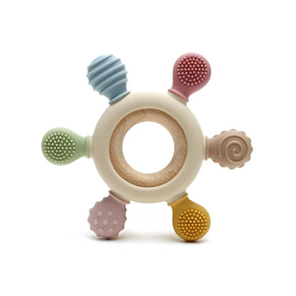 Baby Silicone Wooden Teethers Cartoon Stegosaurus Design Teething Chewing Toys for Infants Care Teether Toy Newborn Accessories