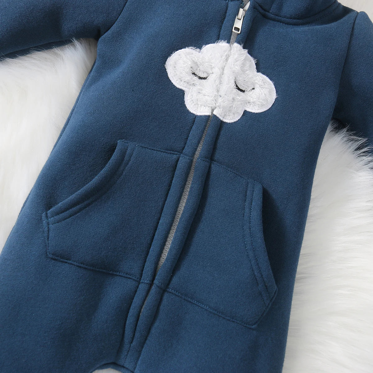 Winter Baby Adorable Cloud Hooded Baby Rompers for Baby Boys and Baby Girls Warm Unisex Baby Bodysuit Clothes