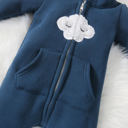 Winter Baby Adorable Cloud Hooded Baby Rompers for Baby Boys and Baby Girls Warm Unisex Baby Bodysuit Clothes