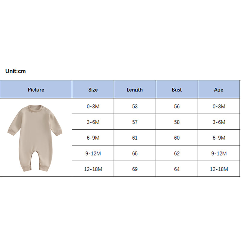 Pudcoco Toddler Baby Girls Boys Sweatshirt Romper Solid Color Fleece Long Sleeve Jumpsuit for Newborn Cute Clothes 0-18M