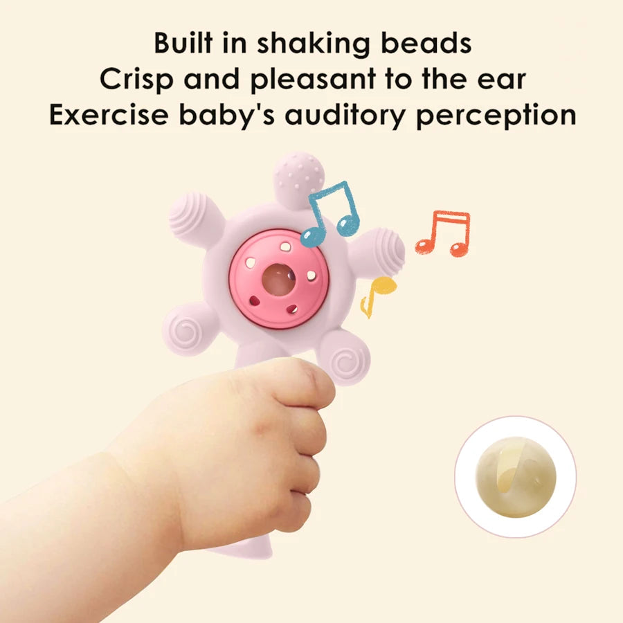 1PC Silicone Baby Teether Toys Cute Cartoon Baby Toys Sky Wheel Shape Rattle Toys For Kids Soft Teether Baby Accessories