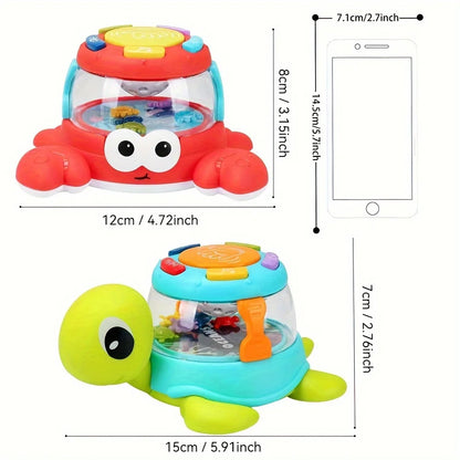 Kids' Music Turtle Crab Toy, Musical Early Learning Drum, Enhances Fine Motor Skills, Parent-Child Interaction, Birthday Gift