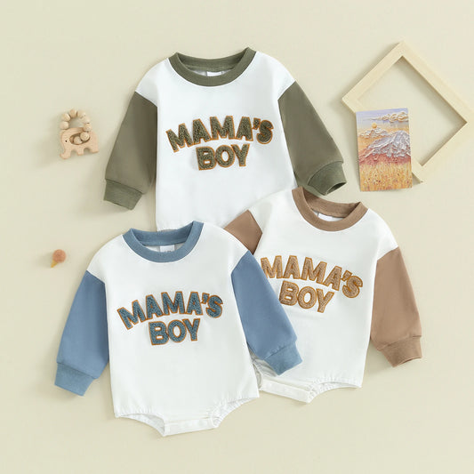 Pudcoco Newborn Baby Boy Sweatshirt Romper Letter Pattern Long Sleeve Jumpsuit for Infant Toddler Fall Outfit 0-18M