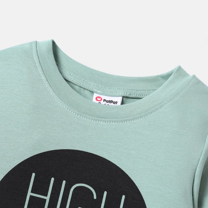 2pcs Baby Boy/Girl Long-sleeve Letter Print Sweatshirt & Sweatpants Set Perfect for Outings and Daily Wear Basic Style