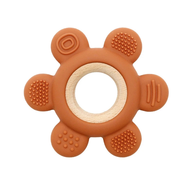 Baby Teether Forest Rudder for Kids Flower Silicone Rattle Fruit Cartoon Ring Silicone Babies Gym Silicone Toys for Children