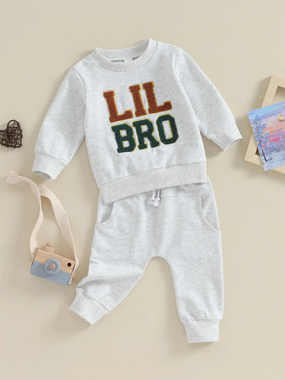 Baby Boys Pants Set Long Sleeve Crew Neck Letters Sweatshirt with Elastic Waist Sweatpants Infant Clothes