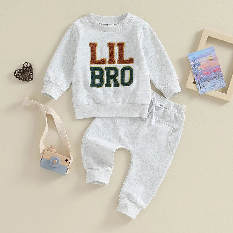Baby Boys Pants Set Long Sleeve Crew Neck Letters Sweatshirt with Elastic Waist Sweatpants Infant Clothes