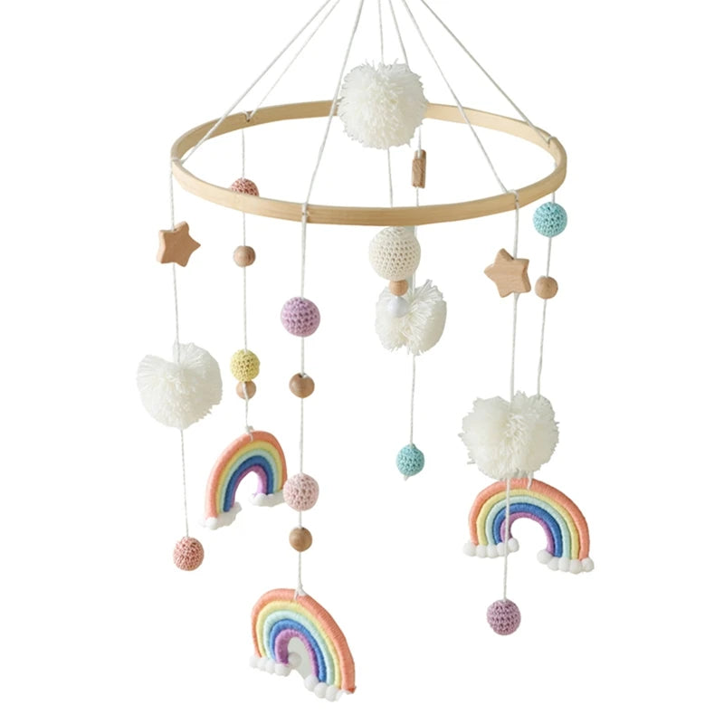 Crib Mobile Holder Rattles Toys Wooden Moon Stars Astronaut Bed Bell Toys Newborn Comfort Crib Bracket Bed Bell Toys Baby Gifts